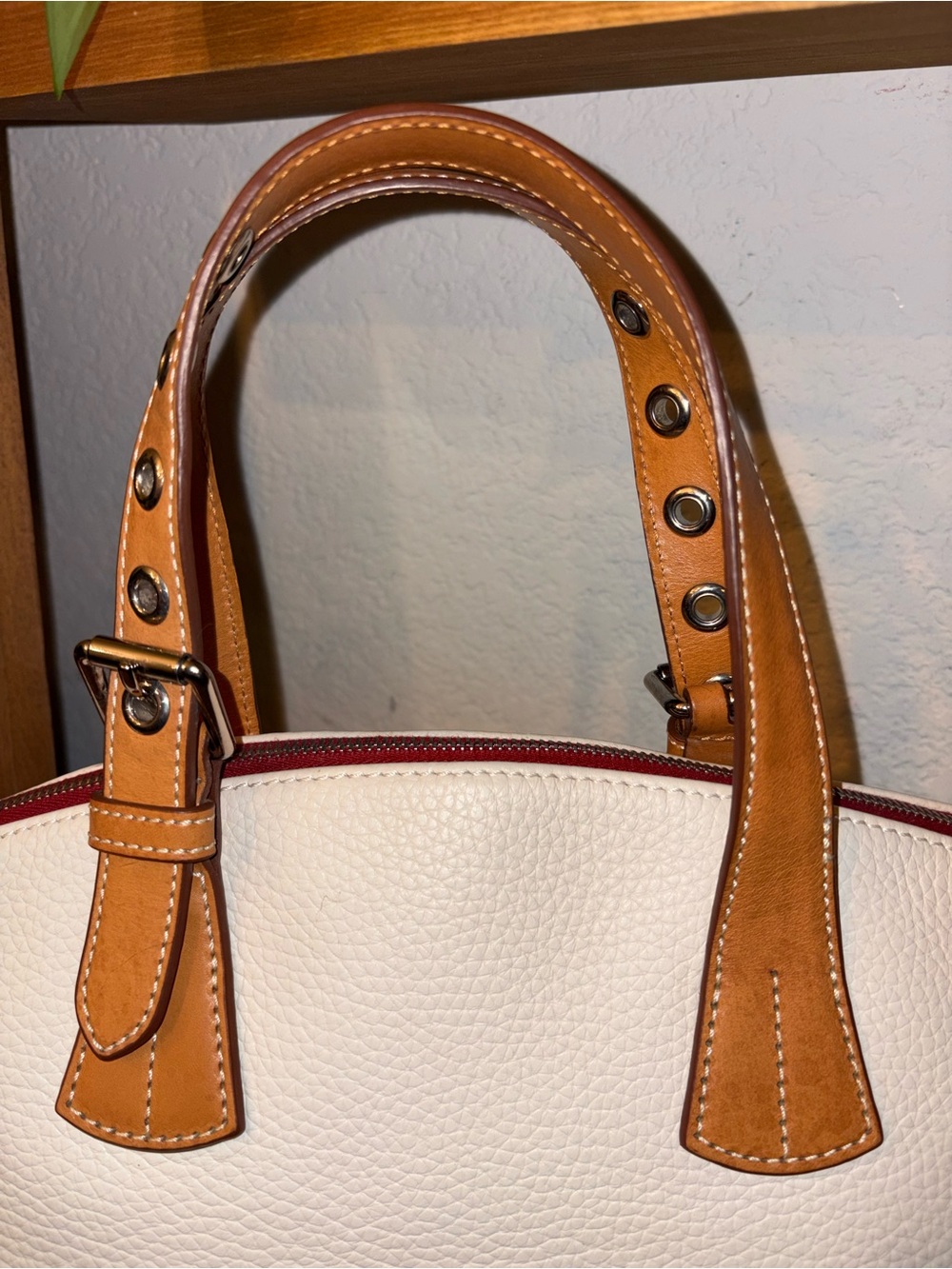 ✨ Dooney & Bourke Pebbled Leather Satchel | Ivory Cream | Tassel Detail | NWOT - Picture 3 of 12